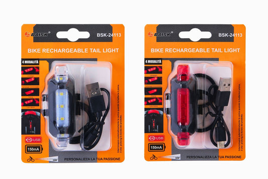Bike Tail Light Rechargeable USB Steady/Flashing 4-Functions 2 Asstd