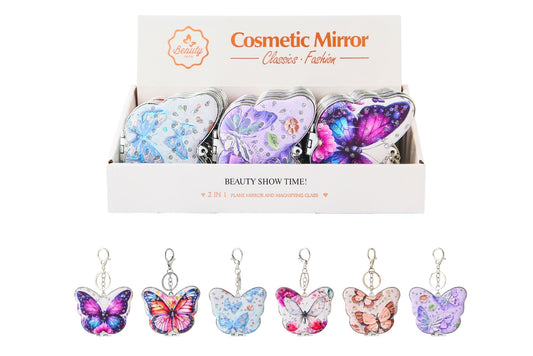 Mini Butterfly Mirror 9x7cm 6 Asstd PDQ