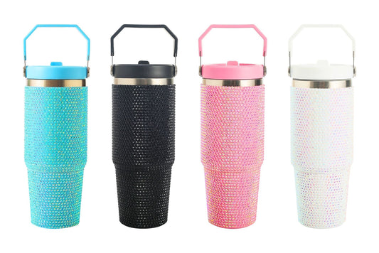 Diamante Stainless Steel Double-Wall Insulation Tumbler w/Top Handle 890ml 4 Asstd