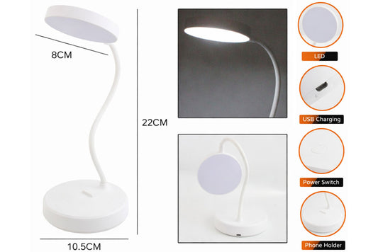 Rechargeable Desk Lamp Adj Angle 10x33cm Round
