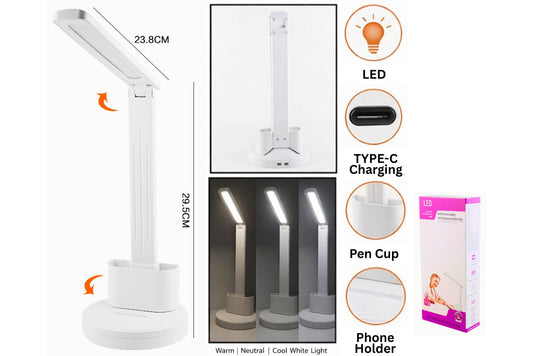 Rechargeable Desk Lamp Adj Angle 28x23cm White