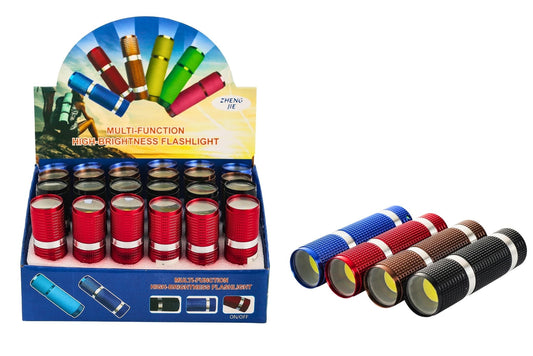 Flashlight 9x2.5cm 4 Asstd B/O PDQ