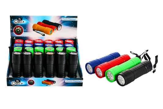 Flashlight 9.5x3cm 4 Asstd B/O PDQ