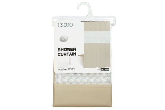 PEVA Shower Curtain Beige Patchwork 180x200cm