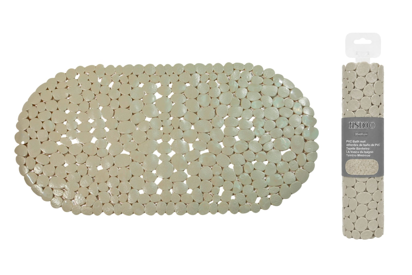 PVC Non-Slip Suction Mat Pebble Beige 69x35cm