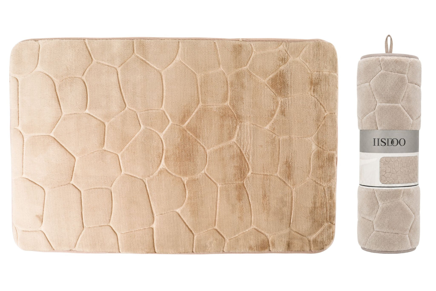 Bathroom Floor Mat Absorbent Stone Pattern Beige 45x70cm