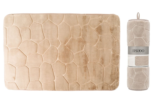 Bathroom Floor Mat Absorbent Stone Pattern Beige 45x70cm