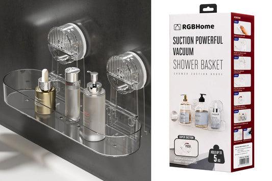 Clear Storage Caddy w/Suction 28x10.2x12.6cm