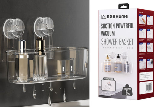 Clear Storage Caddy w/Suction 29.8x12.8x18cm
