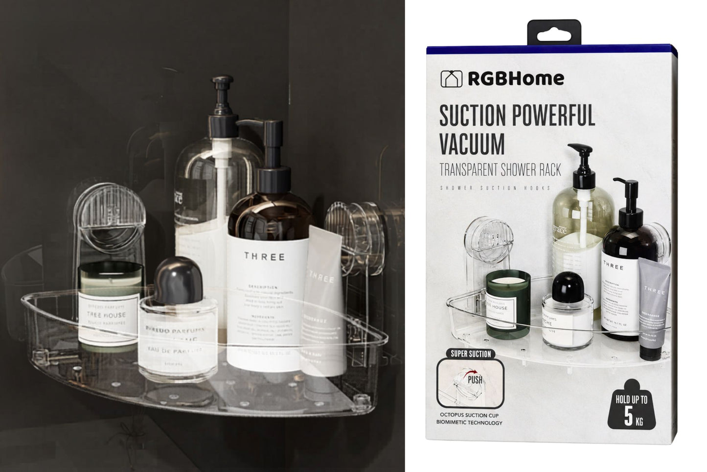 Clear Corner Storage Caddy w/Suction 16x32cm