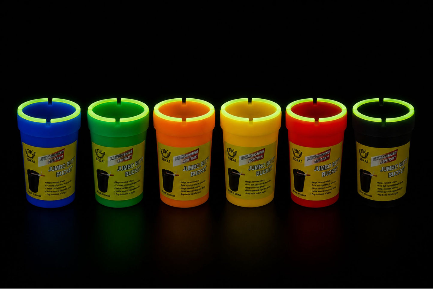 Glow in the Dark Ash Bucket 7.8x10cm 6 Asstd PDQ