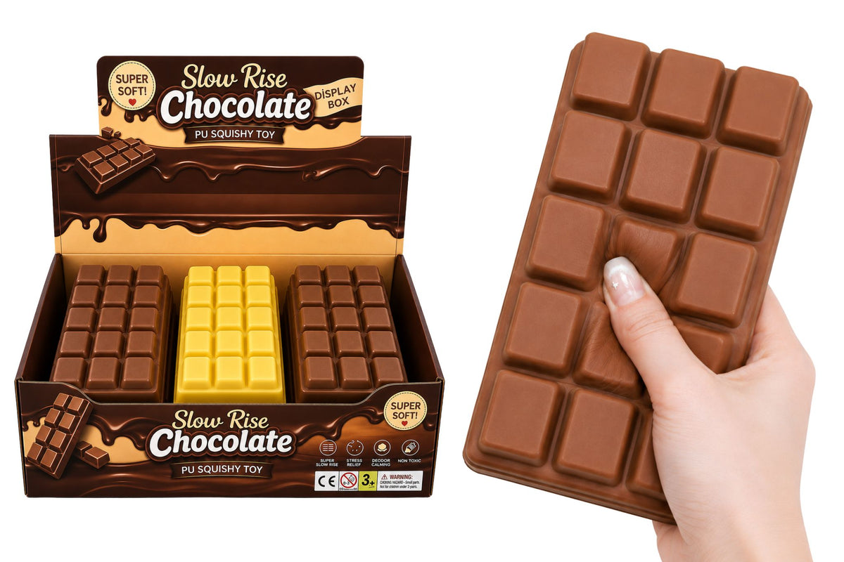 Squishy Slow Rising Scented Chocolate Bar 16x7cm 2 Asstd PDQ