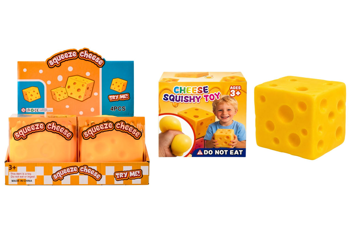 Slow Rising Cheese Squishy Jumbo Slow Rising Cheese 11x11x11cm PDQ – RC Direct Import