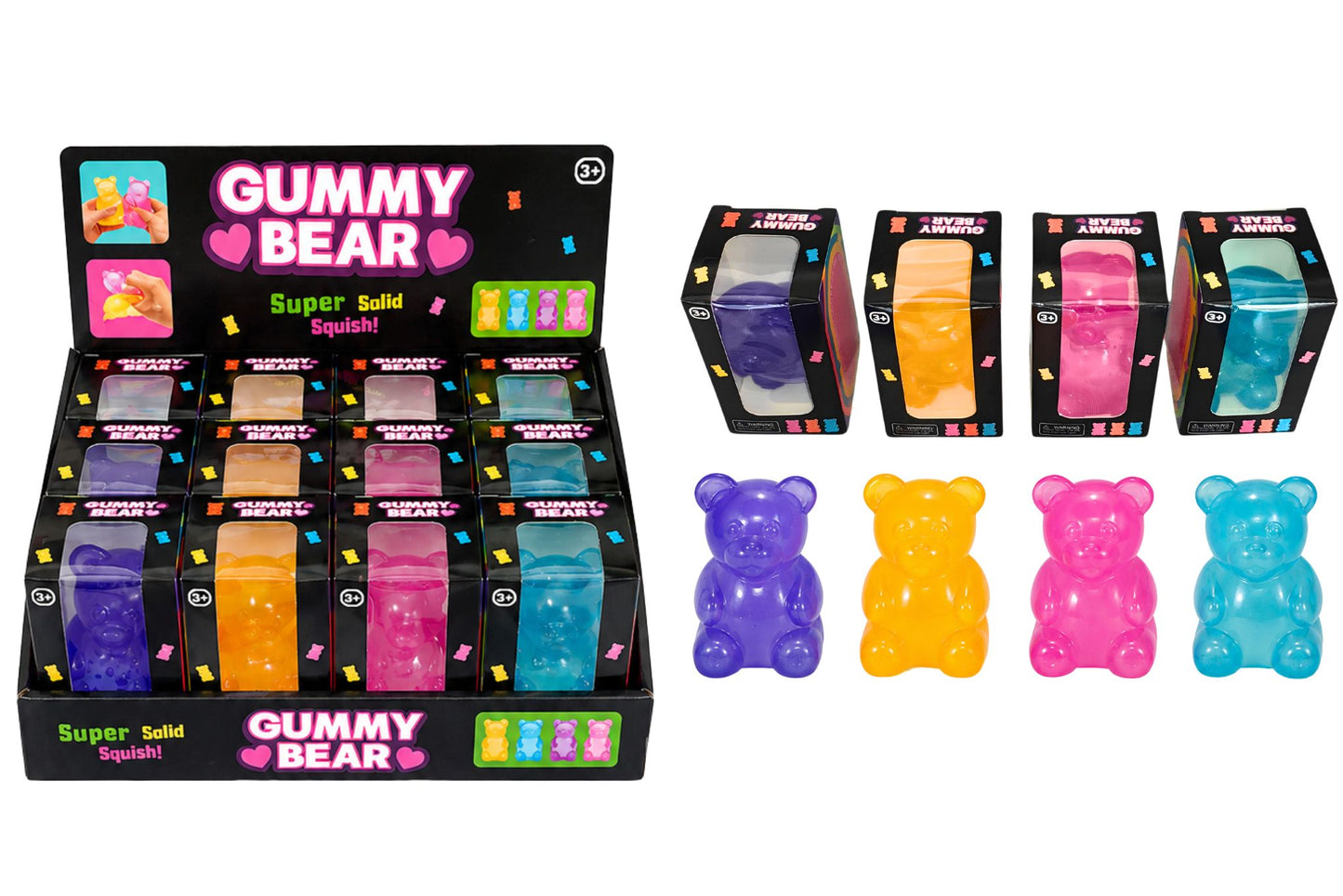 Squishy Gummy Bear 8cm 4 Asstd PDQ