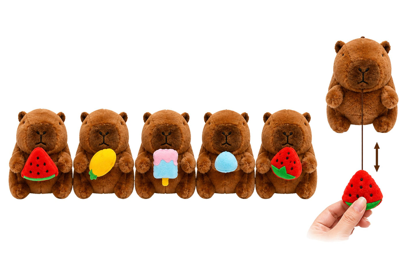 Plush Toy Capybara w/Pull Back 12cm 4 Asstd