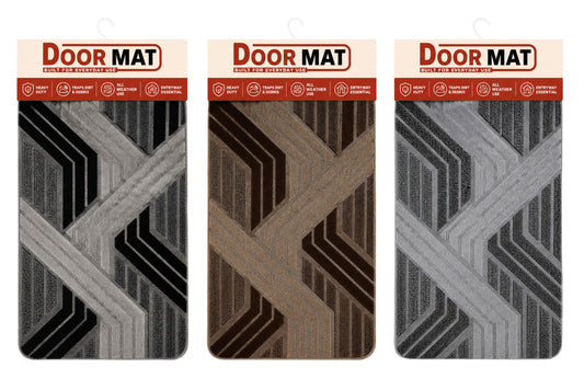 Door Mat w/Rubber Backing 60x40cm 1360gsm 5mm 3 Asstd