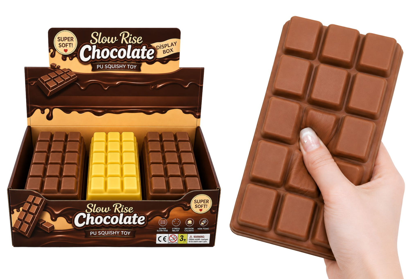 Squishy Slow Rising Scented Chocolate Bar 16x7cm 2 Asstd PDQ