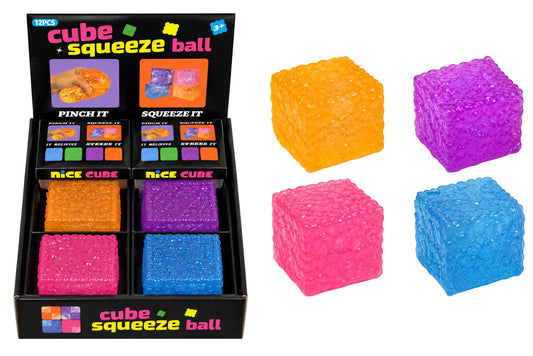 Squishy Textured Cube 5.5cm 4 Asstd PDQ