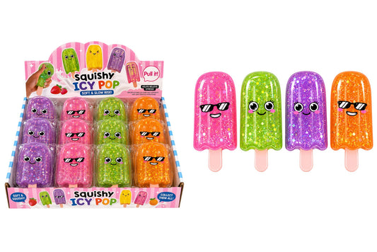 Squishy Gel Ice Pop with Face 14.5x6cm 3 Asstd PDQ