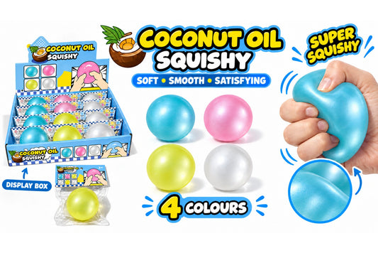 Squishy Coconut Oil Ball 6cm 4 Asstd PDQ