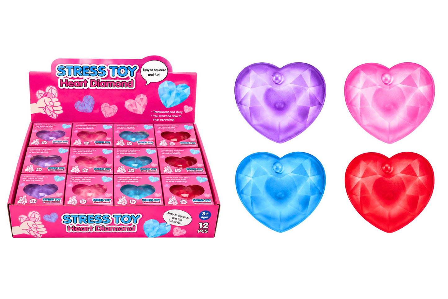 Squishy Gel Crystal Heart 4 Asstd PDQ