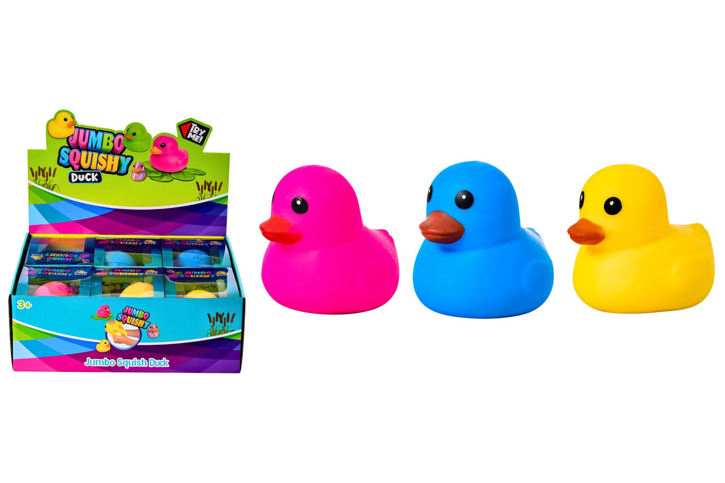 Squishy Jumbo Duck 16x13cm 3 Asstd PDQ