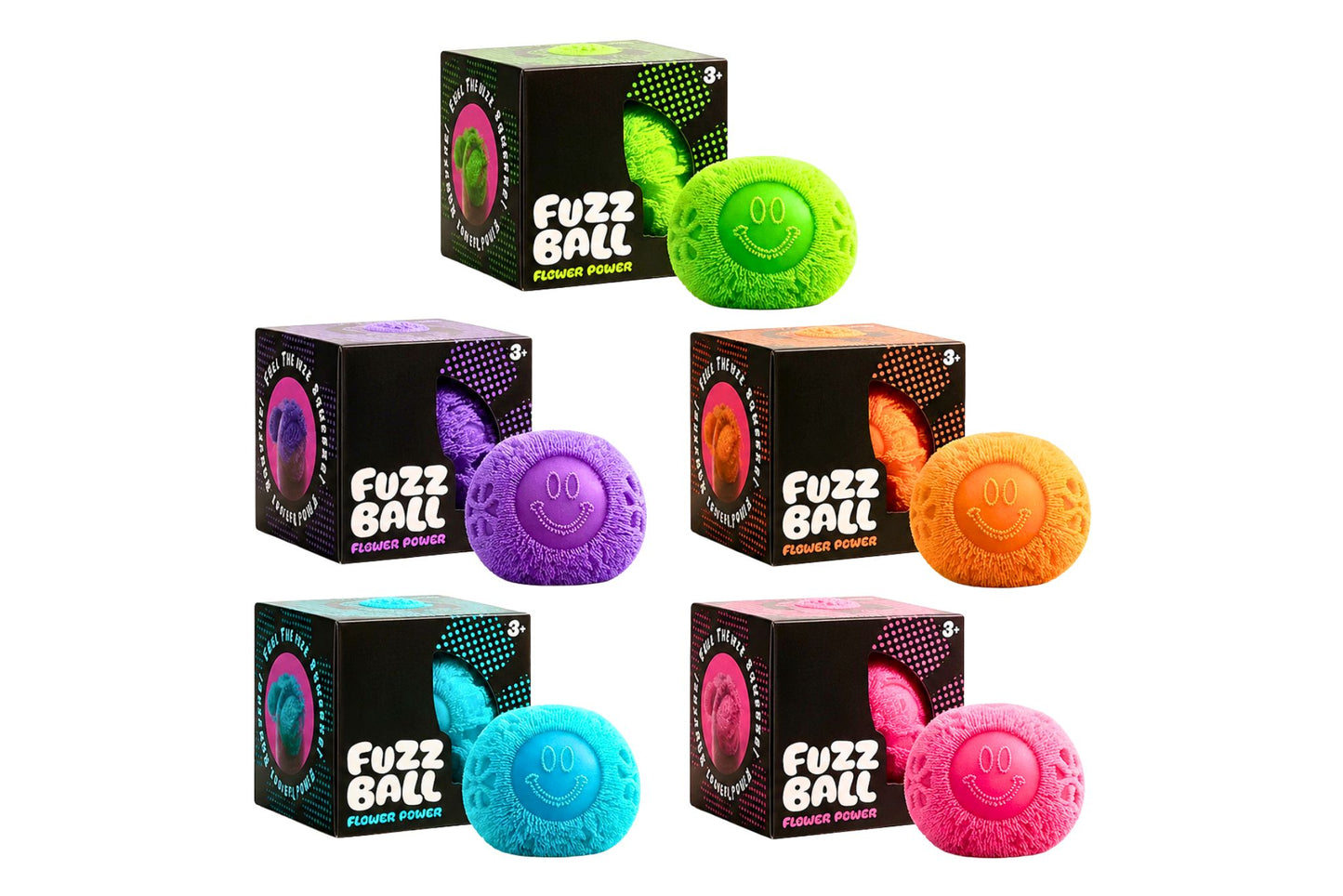 Squishy Smile Fuzz Ball 6cm 5 Asstd PDQ