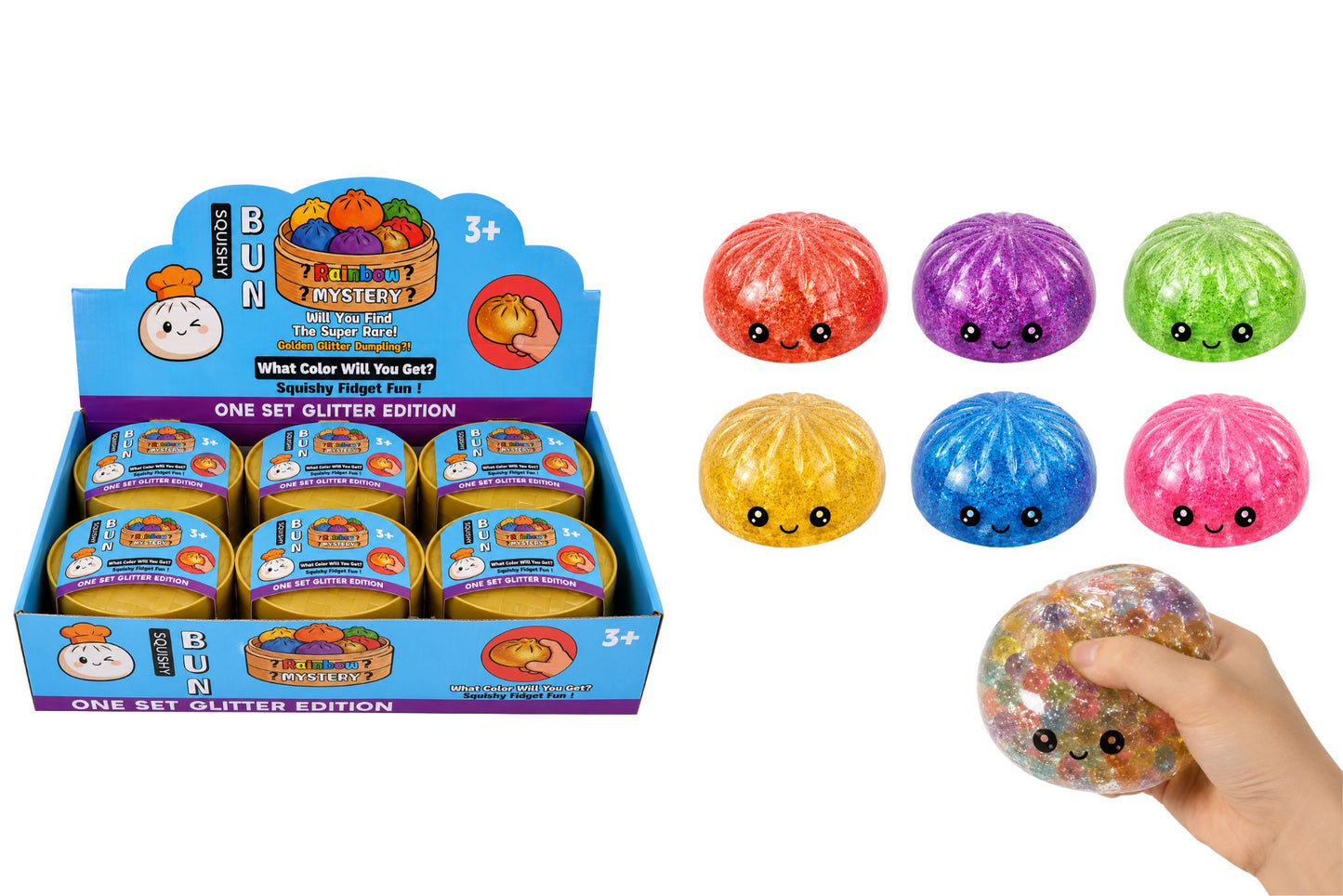 Squishy Mystery Glitter Beads Dumpling 8.5cm 6 Asstd PDQ