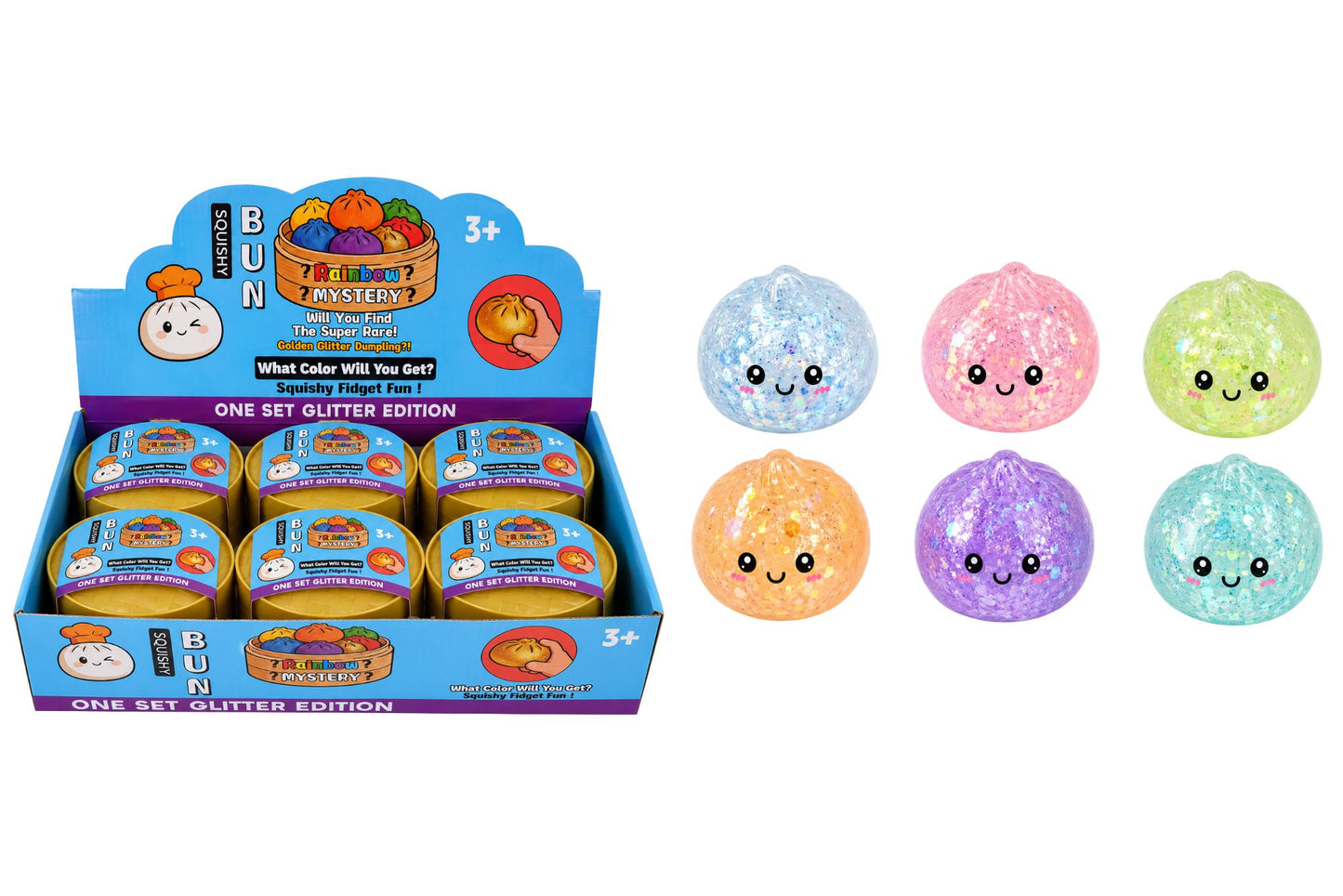 Squishy Mystery Glitter Jelly Dumpling 5.5cm 6 Asstd PDQ