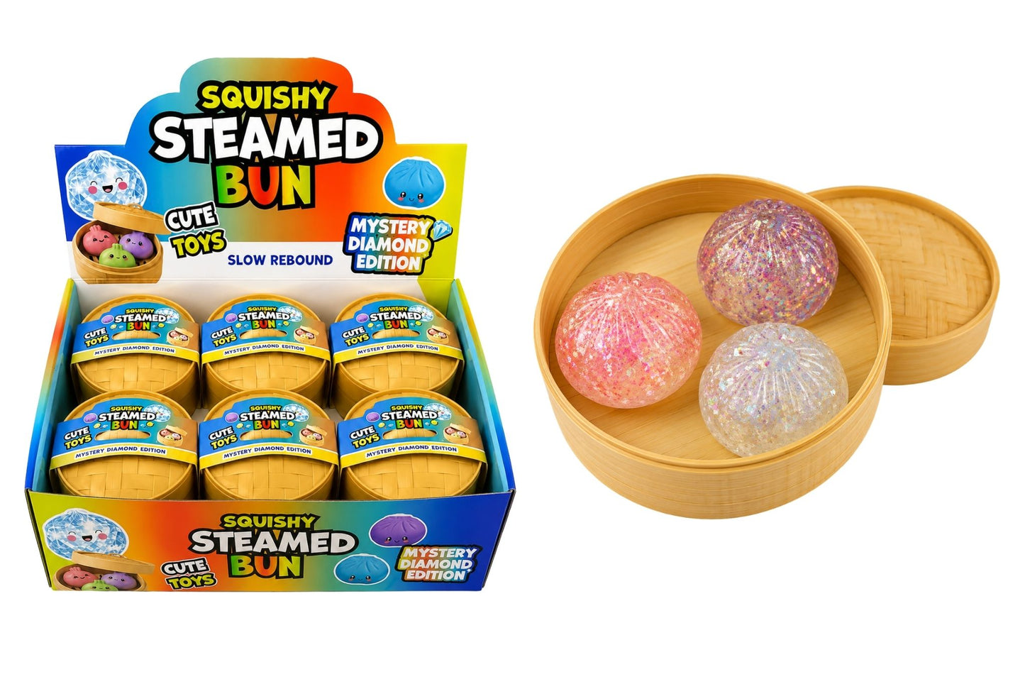 Squishy Mystery Glitter Clear Mini Dumpling Pk3 PDQ