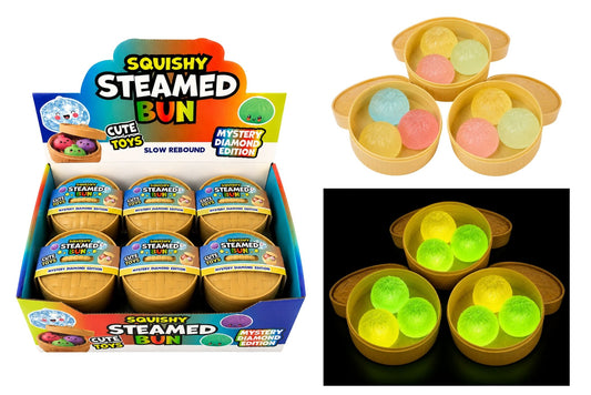 Squishy Mystery Glow in the Dark Glitter Clear Mini Dumpling Pk3 PDQ