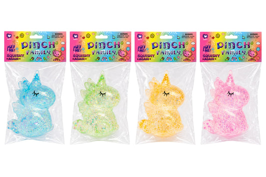 Squishy Clear Glitter Unicorn 12cm 3 Asstd
