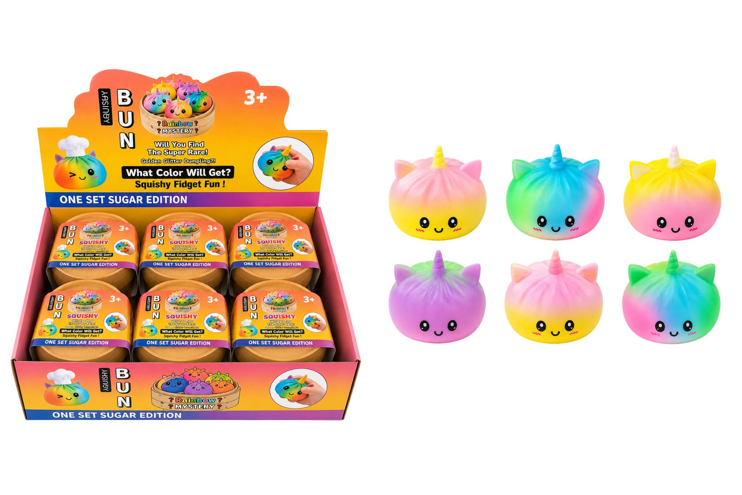 Squishy Mystery Multi-Colour Unicorn Dumpling 8.5cm 6 Asstd PDQ
