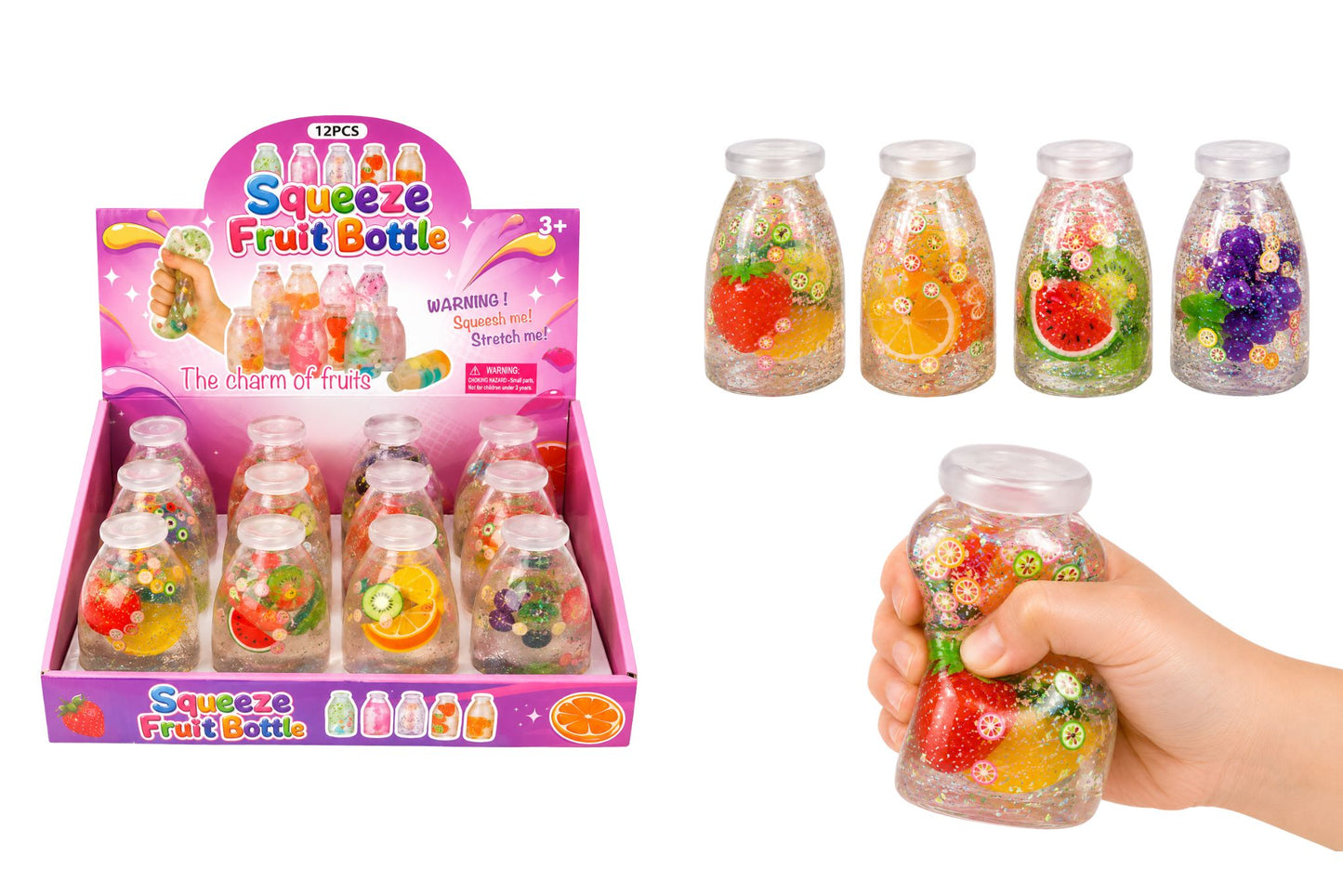 Squishy Fruit Bottle 4 Asstd PDQ