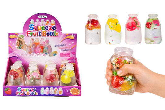 Squishy Fruit Bottle 4 Asstd PDQ