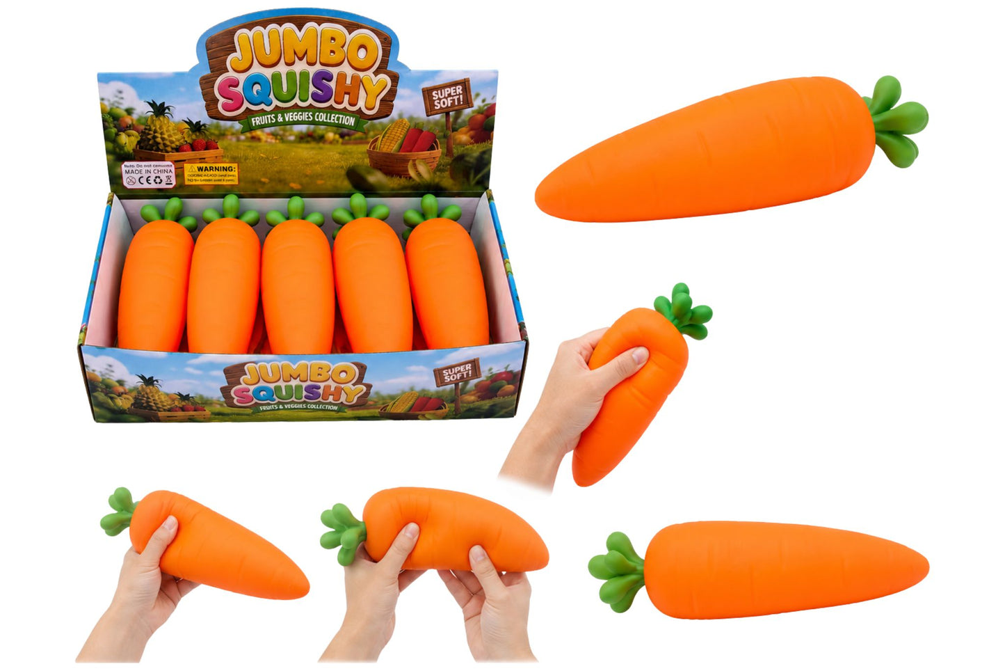 Squishy Jumbo Carrot 30x12cm 430g PDQ