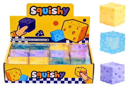 Squishy Gel Cheese 6cm 3 Asstd PDQ