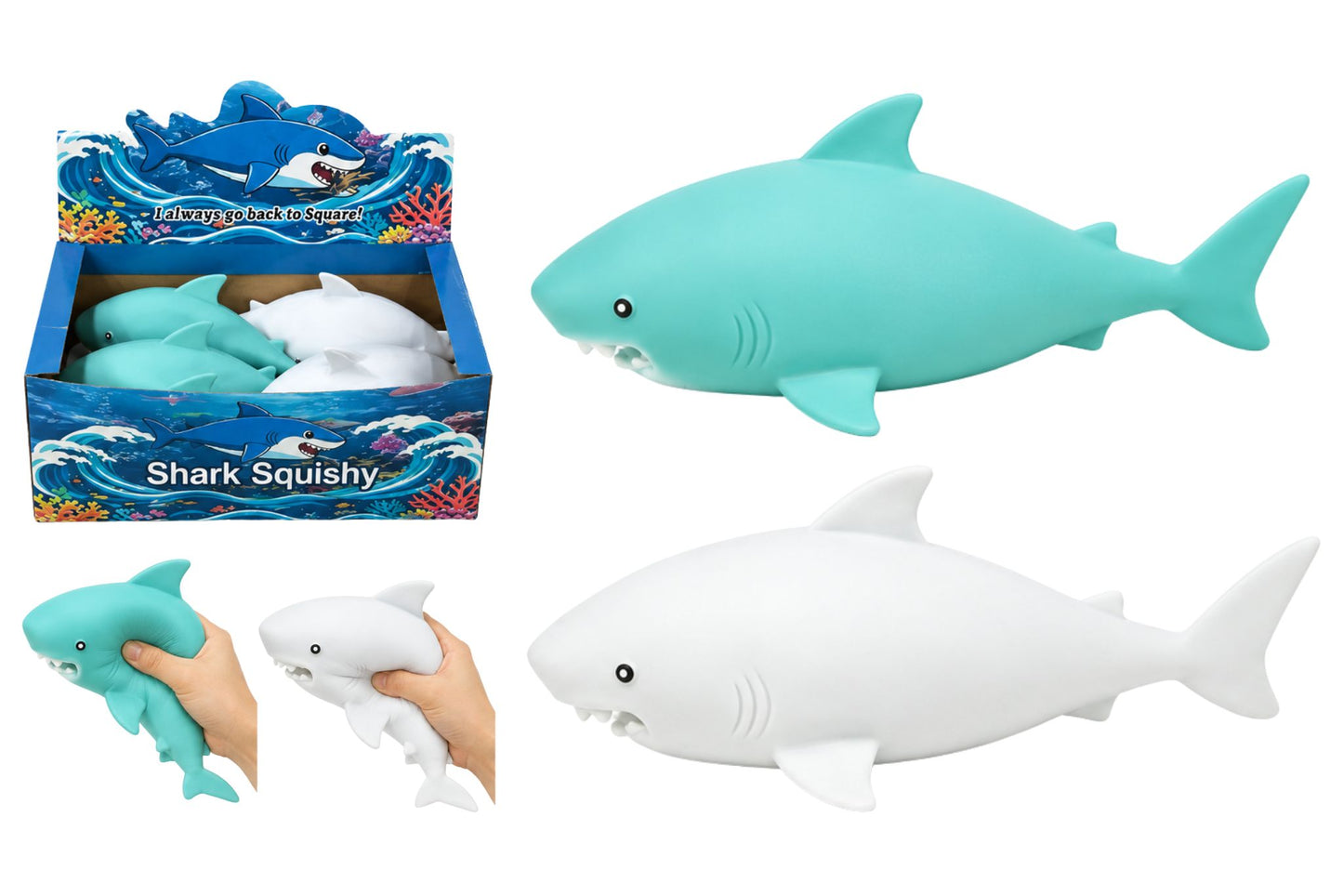 Squishy Jumbo Slow Rising Shark 30cm 400g 2 Asstd PDQ