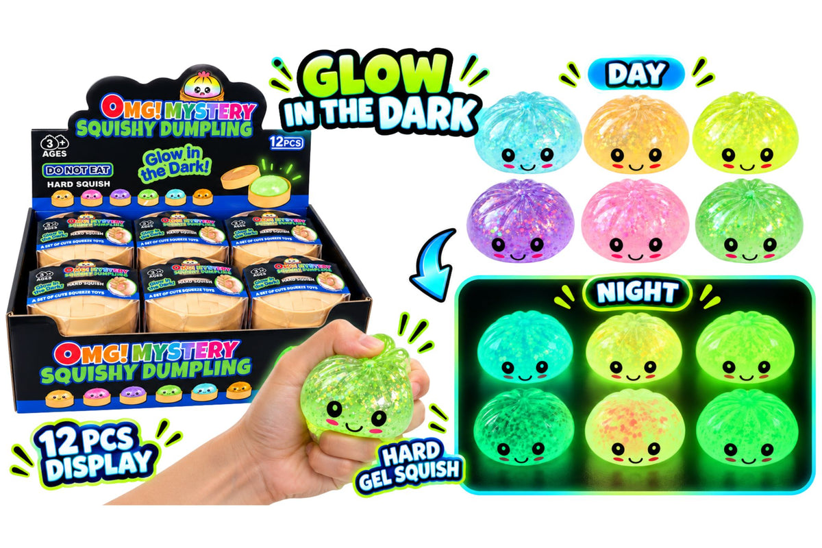 Squishy Mystery Glow in the Dark Dumpling 8.5cm 4 Asstd PDQ