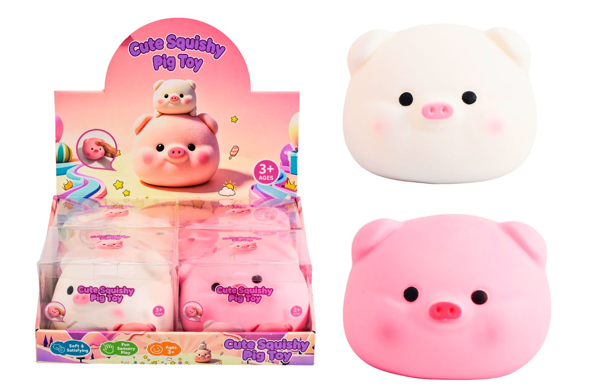 Squishy Jumbo Slow Rising Piggy Head 15x15cm 2 Asstd PDQ