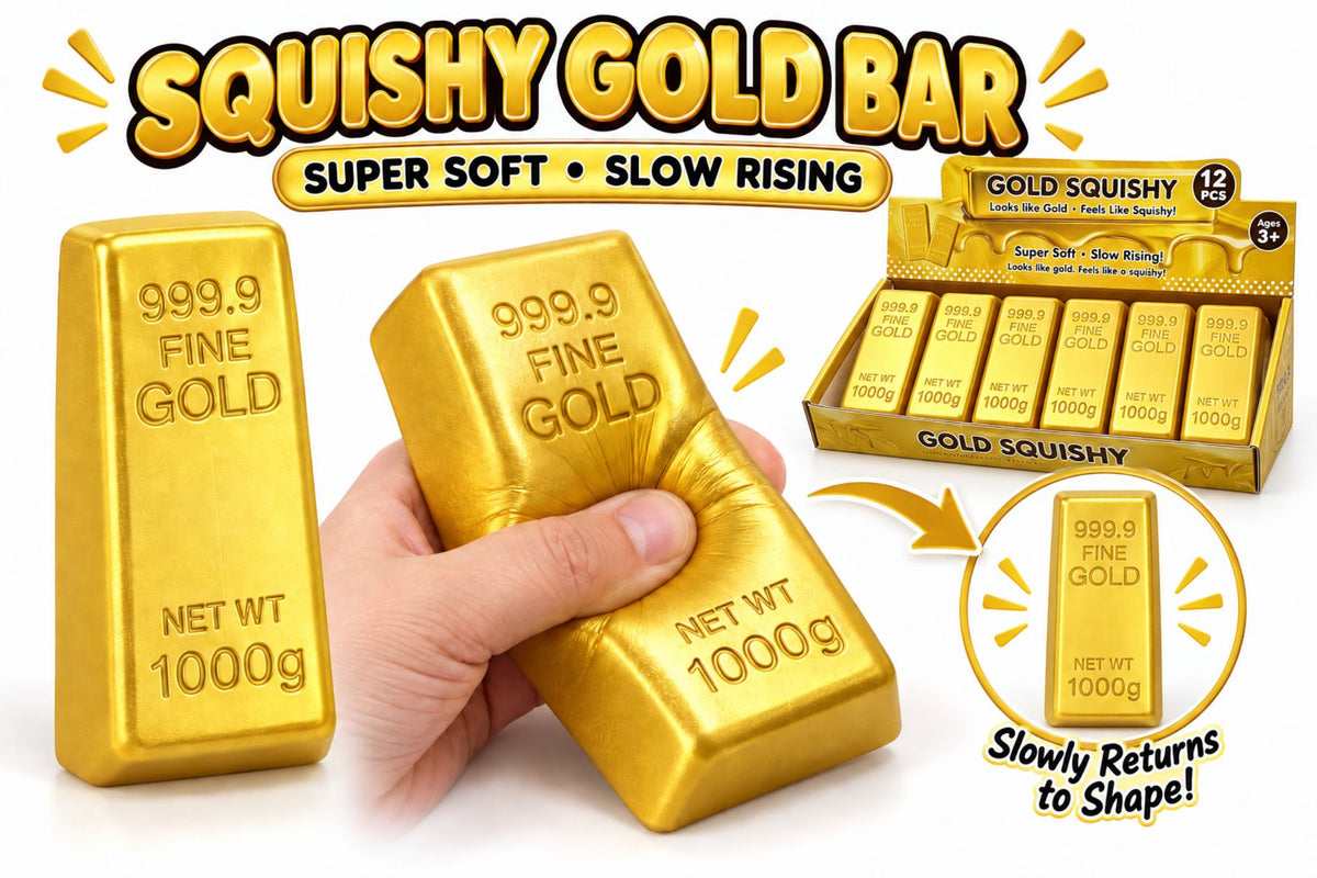 Squishy Gel Gold Bar 13.5x5.5cm PDQ