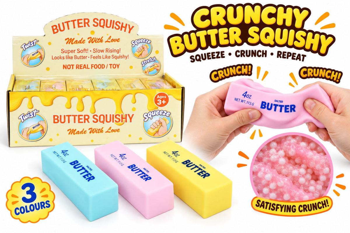 Squishy Crunchy Butter 14x4x4cm 3 Assstd PDQ