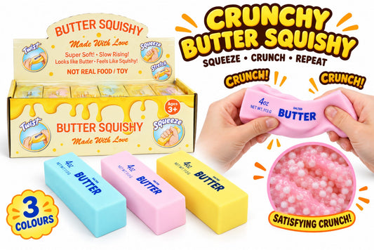 Squishy Crunchy Butter 14x4x4cm 3 Assstd PDQ