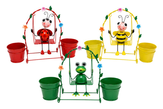 Metal Swing Flowerpot 25x32cm 3 Asstd