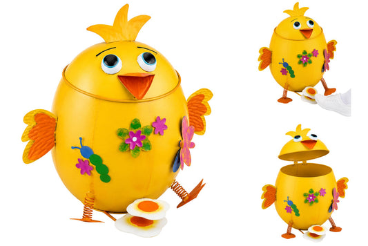 Metal Garden Chicken Trash Can 40x27cm