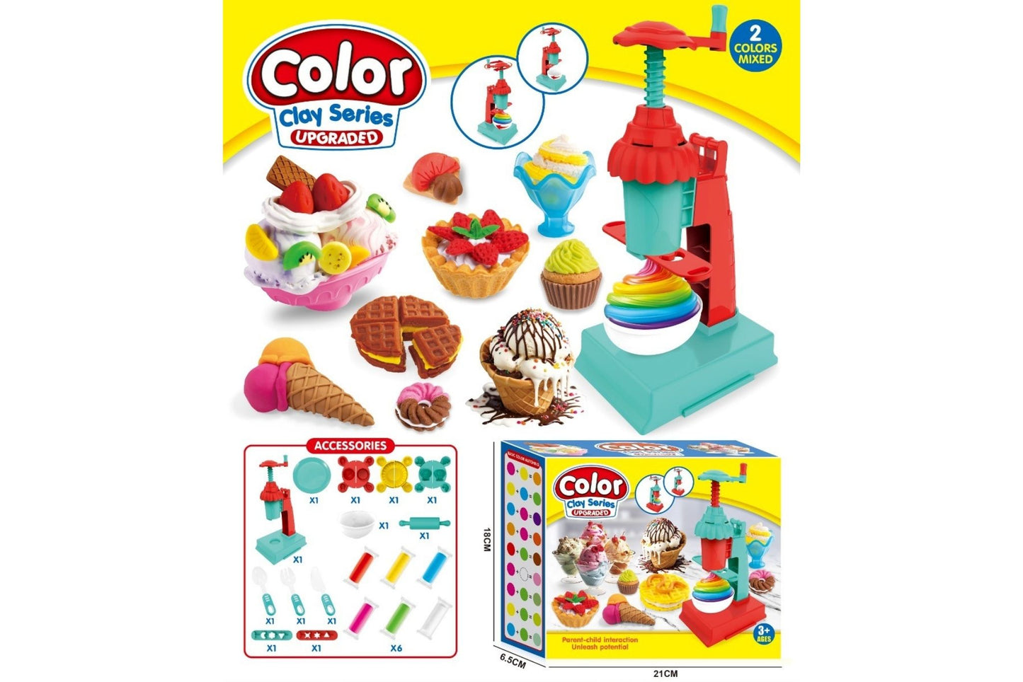 DIY Colour Clay Set Ice Cream Machine 2 Asstd