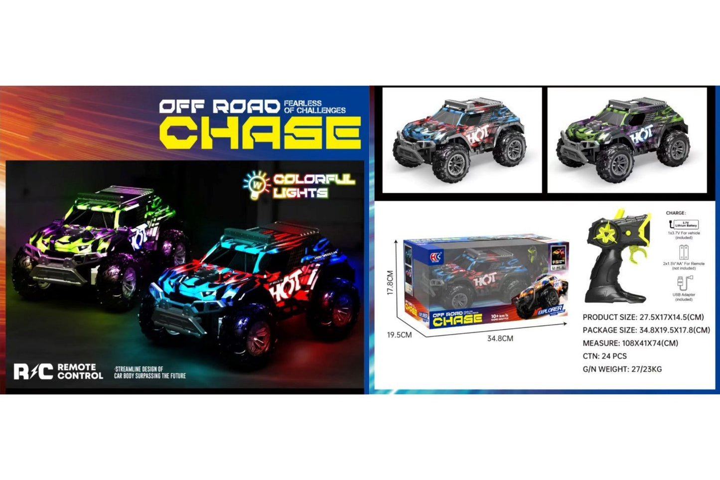 5-Ch R/C Car W/Light +Usb Remote Control