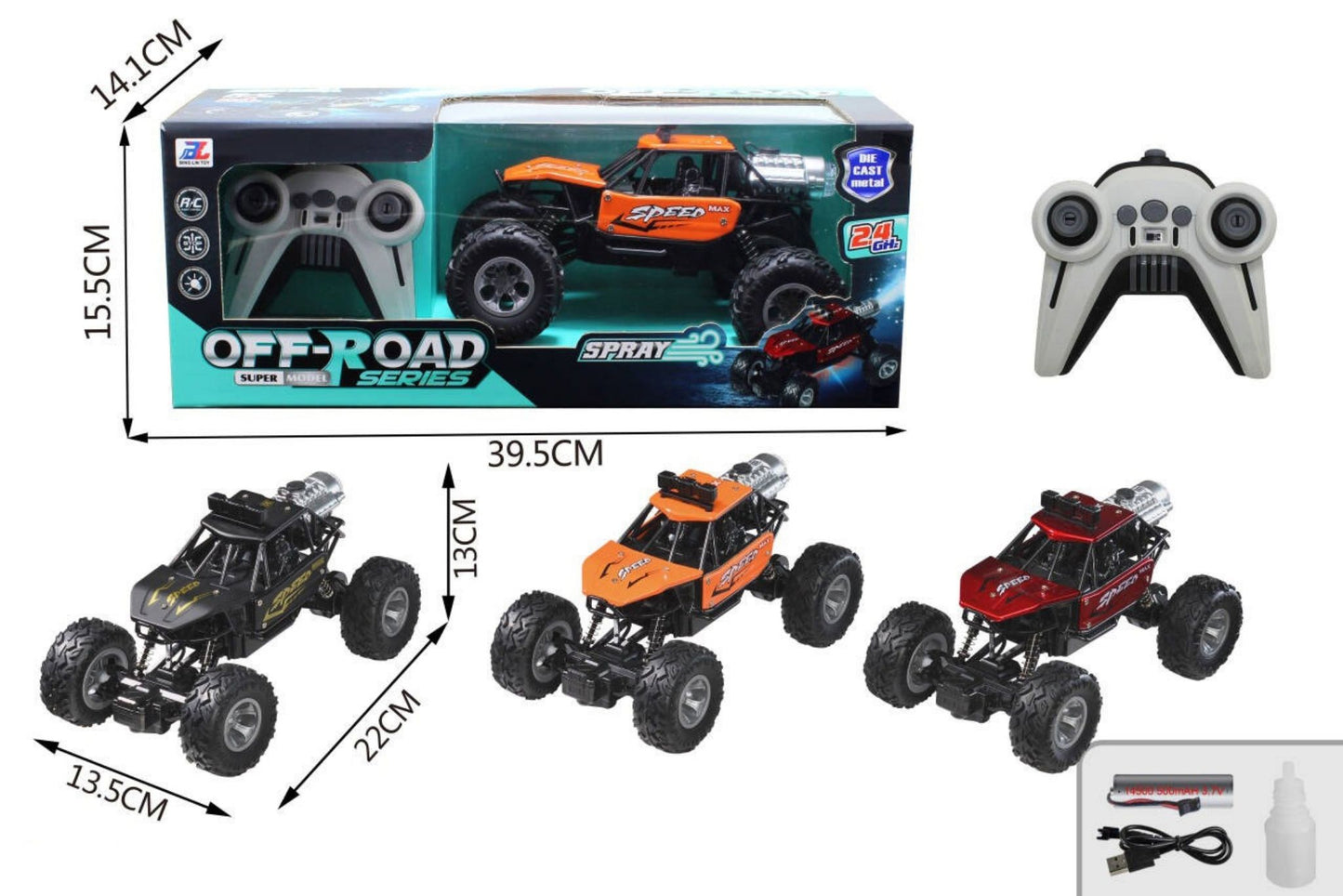 2.4G 8-Ch Metal R/C Car 3 Asstd