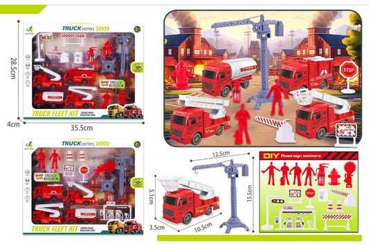 Pull Back Fire Truck Set