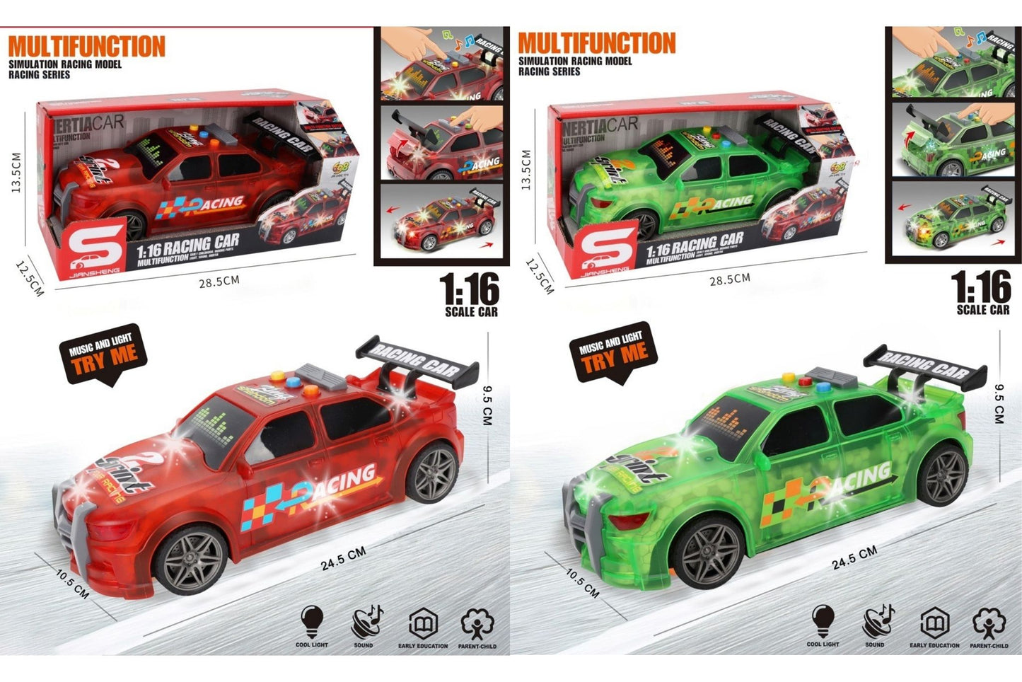 Friction Racing Car w/Light & Sound 2 Asstd